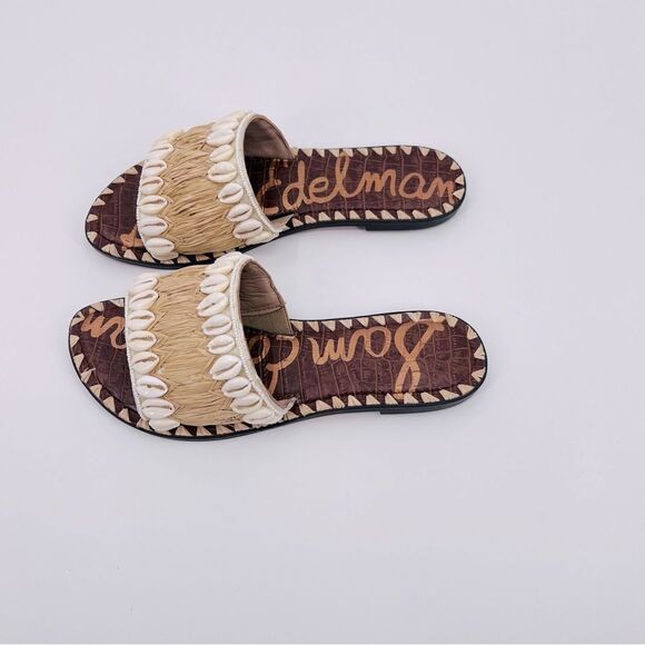 Sam Edelman Sandals Tan Cream Shell - Picture 3 of 9